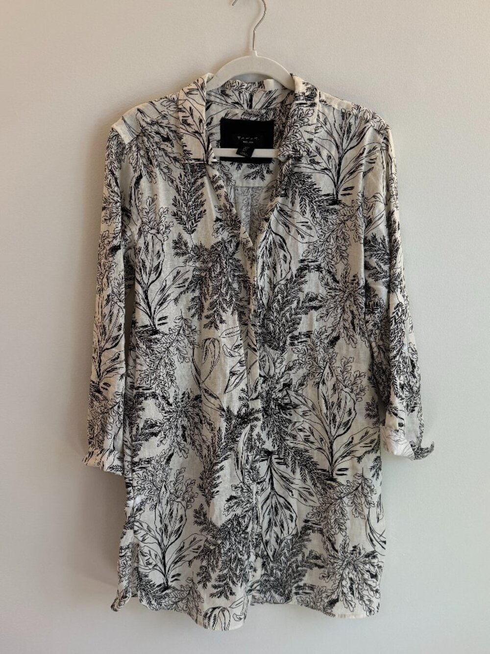 Elie Tahari Women's White and Black Dress 100% Linen